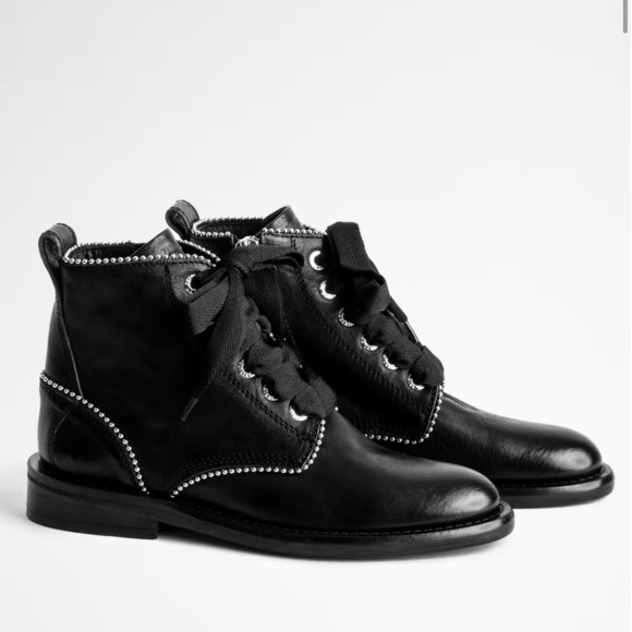 Zadig & Voltaire Laureen Roma Studs Ankle Boots In Black NEW - Picture 1 of 16